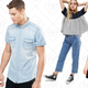 ASOS Super Skinny Blazer in Navy Cotton, $87 | Esprit Short Sleeve Denim Shirt in Light Wash, $36 | Reclaimed Vintage Levis Cut Off Jeans, $66 | ASOS Mini Tea Dress with Wrap Front, $29